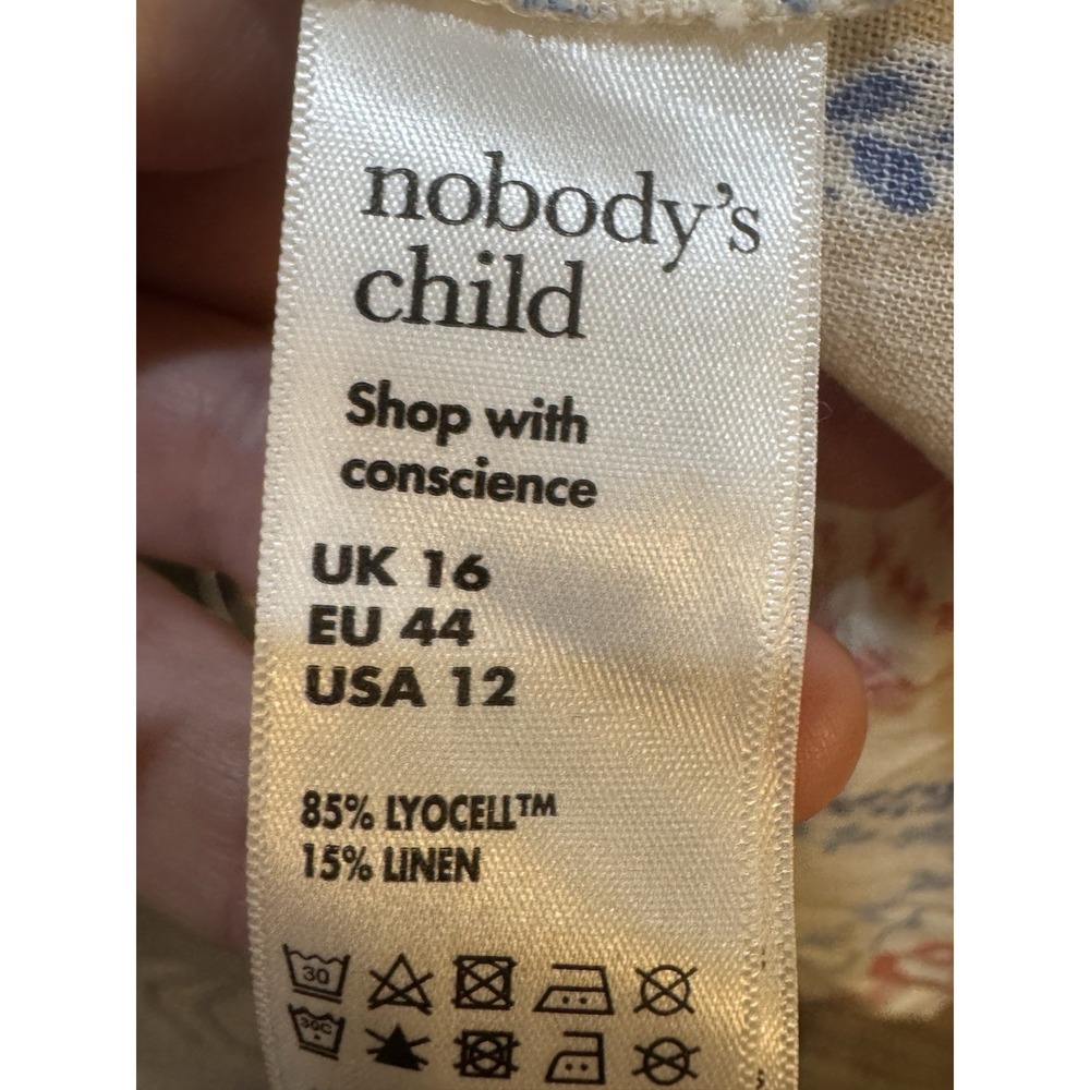 Nobody's Child Nova Print Puff Sleeve Maxi Dress Nautical Linen Beach Shells‎ - Picture 10 of 16